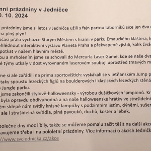 Podzimní prázdniny v Jedničce